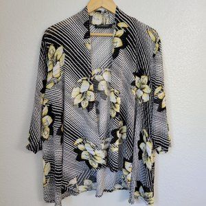 Travel Elements Open Front Cardigan Floral 3/4 Sleeves  Size 1X